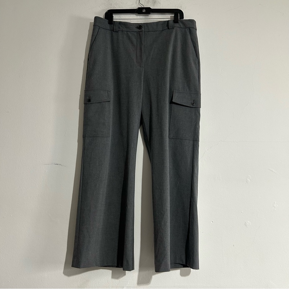 LOFT Cargo Wide Leg Trouser Pants Grey Size 14 Work Office Corpcore